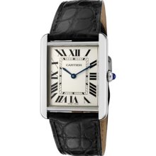 Cartier Watches Men's Tank Solo Pale Silver Dial Black Alligator Blac