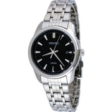 Casual Stainless Steel Case And Bracelet Black Dial Date Display