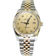 Champagne diamond dial bezel pearlmaster rolex perpetual datejust watch - Gold - Silver - 6