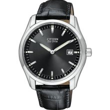 Citizen AU1040-08E Men's Eco-Drive Black Dial Black Leather Strap Watch