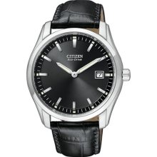 Citizen Eco-Drive Leather Strap Black Dial Men's watch #AU1040-08E