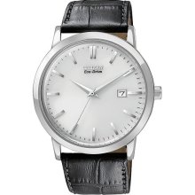 Citizen Eco-Drive Mens Leather-Strap Watch