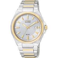 Citizen Eco-drive Two Tone Silver Dial Wr 100m Men's Sport Watch Bm6664-59a