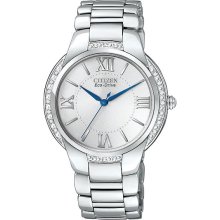 Citizen Eco-Drive Womens Silver-Tone Diamond-Acc