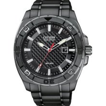 Citizen Men's Eco-drive Black Ip Stainless Steel Watch Aw1095-54e