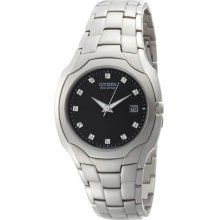 Citizen Men's Eco-Drive Stainless Steel Black Dial With Diamonds BM6010-55G