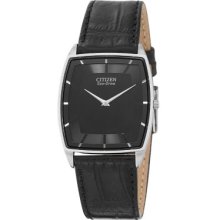 Citizen Men's Stiletto Eco-Drive Quartz Black Dial Stainless Steel Bracelet Watch