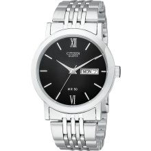 Citizen Quartz Mens Analog Stainless Watch - Silver Bracelet - Black Dial - BK4050-54E
