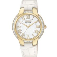 Citizen White Eco-Drive Gold Tone Ciena Watch