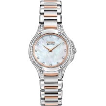 Citizen Womens Signature Series Eco-Drive Diamond Analog Stainless Watch - Silver Bracelet - Pearl Dial - EX1166-52D