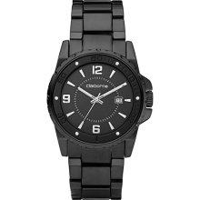 Claiborne Mens Black Ionic Plating Watch