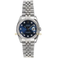 Datejust 116200 Steel Jubilee Smooth Bezel Blue Diamond Dial