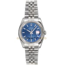 Datejust 116200 Steel Jubilee Band Smooth Bezel Blue Dial