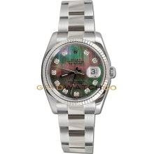 Datejust 116234 Steel Oyster Fluted Bezel Dark MOP Diamond Dial