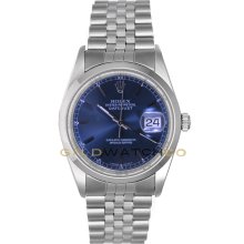 Datejust 16200 Jubilee Band Smooth Bezel Blue Dial