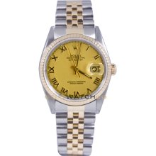 Datejust 16233 Steel & Gold Jubilee Band Fluted Champagne Dial