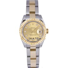 Datejust 179173 Steel Gold Oyster Champagne Diamond Dial & Bezel