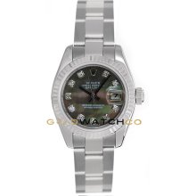 Datejust 179174 Steel Oyster Fluted Bezel Dark MOP Diamond Dial