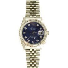 Datejust Steel 16200 Jubilee Band Blue Diamond Dial & Bezel