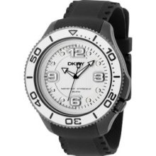 Dkny Men Ny1400 White Dial Rubber Diver Watch