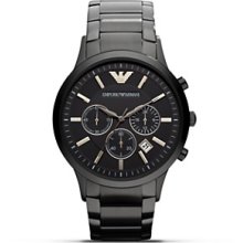Emporio Armani 316 Stainless Steel Bracelet with Black Dial Watch, 43m