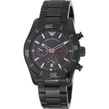 Emporio Armani Men s Sport Quartz Chronograph Black Stainless Steel Bracelet Watch