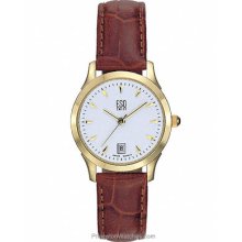 ESQ Ladies Folio Wrist Watch White Dial with Gold-Tone Case 07100771