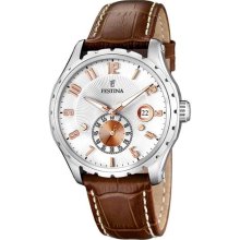 Festina Men's Retro F16486/3 Brown Leather Quartz Watch with Silv ...