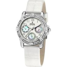 Festina Women's Crystal Severele F16021/B Leather Quartz Watch with