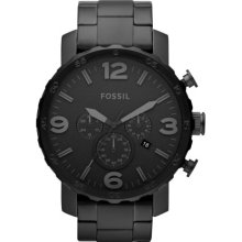 Fossil Nate Chronograph Black Stainless Steel Bracelet Men's Watch Jr1401