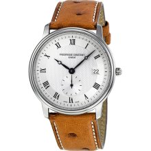 Frederique Constant Slim Line White Dial Brown Leather Strap Mens Watch FC-245M4S6OS