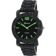 Geneva Platinum Unisex 2766.Black.LimeGreen Black Rubber Quartz W ...