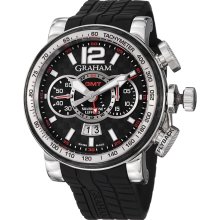 Graham Men's 'Silverstone' Black Dial Black Rubber Strap Watch