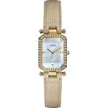 Guess Women's Gold Rectangular Watch U0108l2