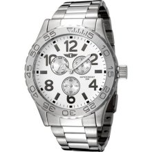 I By Invicta Men's 50mm White Dial 3 Eye Multi-Function Stainless Stee