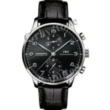 Iwc Portuguese Chronograph Stainless Steel 41mm Black Arabic Dial Iw3714-38