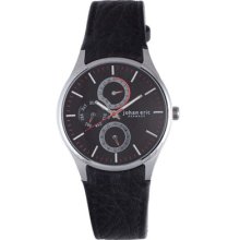 Johan Eric Men's JE4002-04-007 Streur Black Dial Leather Watch ...