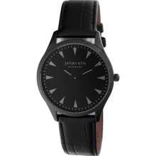 Johan Eric Men's JE9000-13-007 Black IP Leather Watch