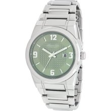 Kenneth Cole Mens New York Dress Sport Classic Stainless Watch - Silver Bracelet - Green Dial - KC9018
