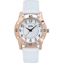 Ladiesâ€™ Crystal Accent Leather Watch