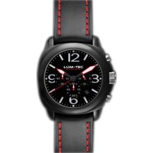 Lum-Tec Mens M46 Chronograph Stainless Watch - Black Leather Strap - Black Dial - M46