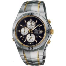 Men Casio EF514SG-1A Edifice Two Tone Stainless Steel Edifice Alarm