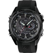 Men Casio EQS500C-1A1 Edifice Black Label Black Stainless Steel Solar