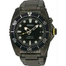 Men's Black Anodized Kinetic Dive Watch Black