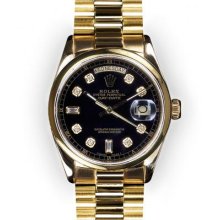 Men's Black Dial Smooth Bezel Rolex Day Date President (944)