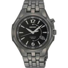 Men's Black Ion-Plated Stainless Steel Kinetic Date Black