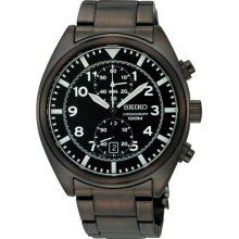 Men's black seiko chronograph watch snn233