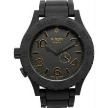 Men's Black Stainless Steel Case Black Dial Black Rubber Strap