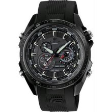 Men's Black Stainless Steel Solar Edifice Black Label Chronograph Worl