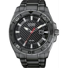 Men's Black Stainless Steel Case Carbon Fiber Dial